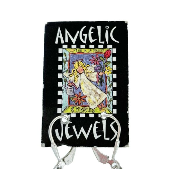 Angelic Jewels Sterling Silver 925 Faceted Glass Rhinestone Dangle Earrings - Picture 2 of 6